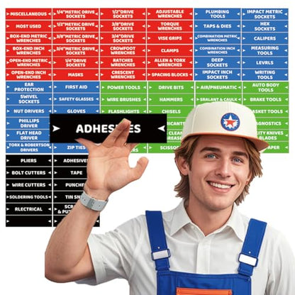 84 PCS Magnetic Socket Labels for Tool Chest 1 x 4 Inch