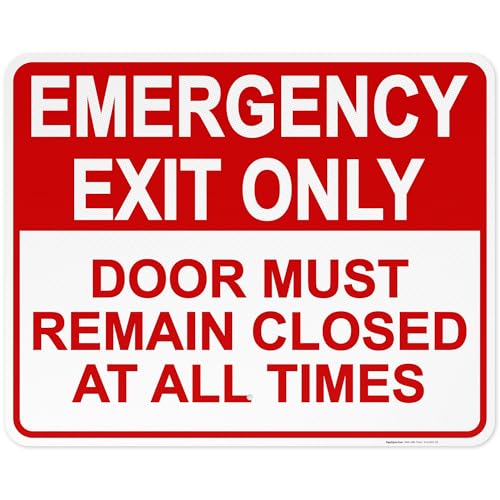 Emergency Exit Only, Door Must Remain Closed Sign, - size: 24x30 Reflective