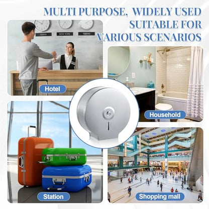 Mifoci 2 Pcs Industrial Toilet Paper Holder Commercial Roll Dispenser Wall Mount Stainless Steel Jumbo Tissue Dispenser Fits 9" Roll Toilet Paper for Office Home Public Places (Silver) - color: Silver