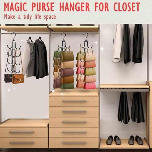Purse Organizer for Closet: Upgraded Purse Hanger with 10 Big Hooks - style: Black01