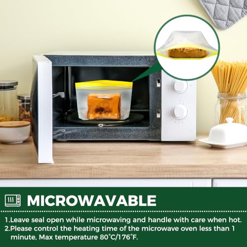 SPLF 12 Pack Reusable Sandwich Bags Dishwasher Microwave Safe - size: Sandwich