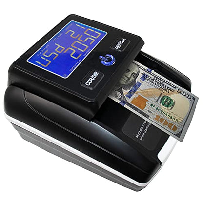 Nadex V45 Counterfeit Detector Terminal with Value Monitor – Pass Through Infrared and Magnetic Detector Sensors Flags Counterfeit Bills Banknotes - Clear TFT Screen Displays Total and Error Codes
