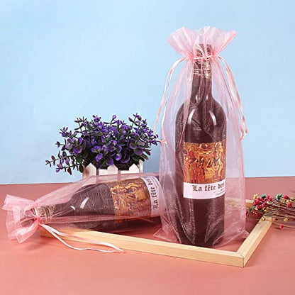 HRX Package 30pcs Mesh Organza Wine Bags for Gift Giving (Pink) - color: Blush Pink