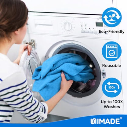 UNIMADE Microfiber Cleaning Cloth, 20 Pack Reusable Microfiber Towels - color: Blue, size: 20PK