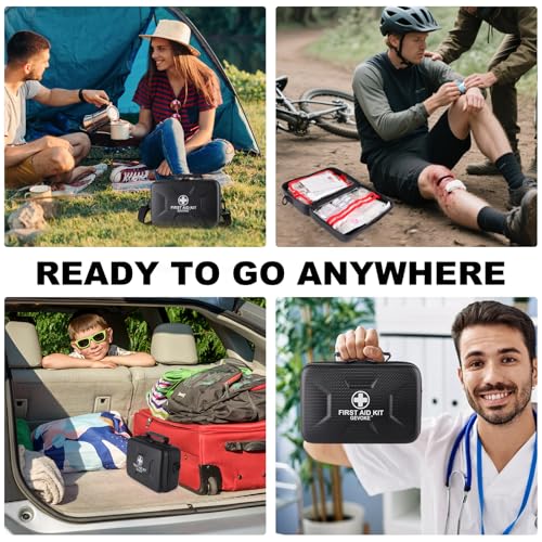 Gevoke 410 Piece Waterproof Hard Shell First Aid Kit, Black - color: Black
