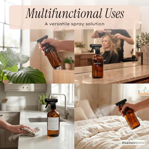 MaisoNovo Amber Glass Spray Bottle for Cleaning | 16.9 Oz, Pack of 2 - color: Amber
