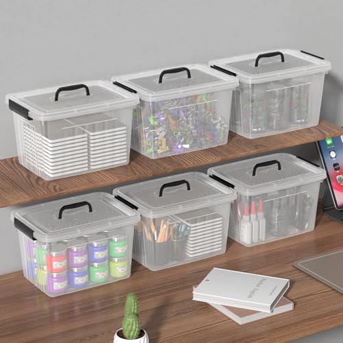 Jekiyo 12 L Plastic Latching Boxes, Clear Storage Bins with Lids, 6 Pack - size: 12 L