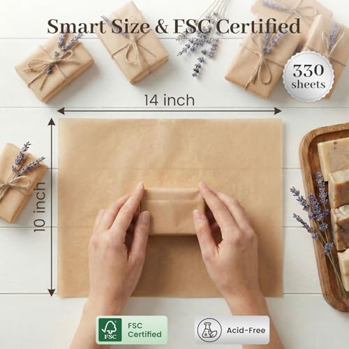 Koogel 330 Sheets Kraft Brown Tissue Paper, 14 X 10 inches - color: Kraft Brown