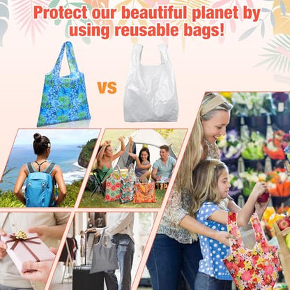 Eccliy 24 Pcs Reusable Grocery Bags Shopping Bags Foldable, Plants Style - style: Plants Style