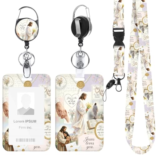 Christian Faith Lanyard with ID Badge Holder and Retractable Badge Reel - color: Jesus Love