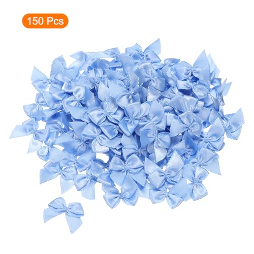 MECCANIXITY Mini Ribbon Bow 1" Mini Fabric Flower Bows Dusty Blue 150Pcs - color: Dusty Blue