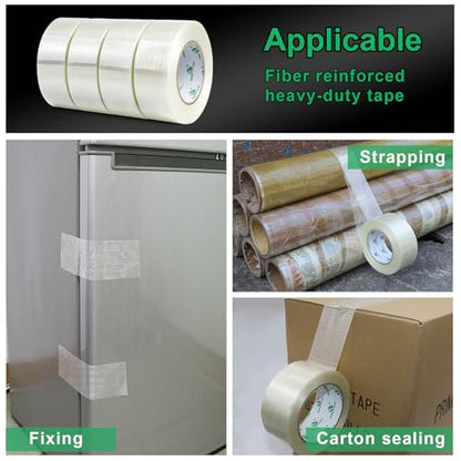 BOMEI PACK 4Rolls Reinforced Packing Tape, Heavy Duty Filament Fiber Strapping Tape 2inch, 5.5Mil x 60Yds, Total 240Yds - size: 50mm x 60y/4rolls