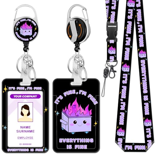 Hancynir Dumpster on Fire Lanyards for Id Badges with Retractable Reel Clip - color: Dumpster on Fire Purple