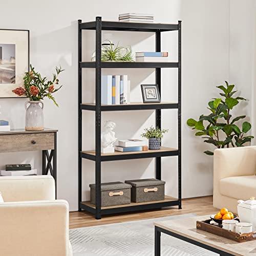 Topeakmart 5 Tier Metal Storage Shelving Unit, 35.5x16x71 Inch Black - color: Black, size: 35.5 x 16 x 71 Inch