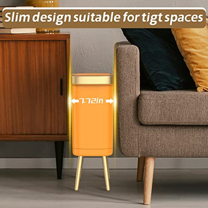 Procade Orange Bathroom Trash Can with lid,4 Gallon Retro Gold Garbage Can - color: Orange