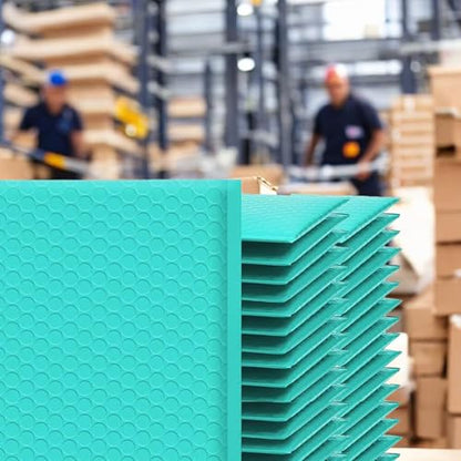 iMBAPrice 500-Pack #000 (4" x 8") Premium Hot Teal Color Self Seal Poly Bubble Mailers Padded Shipping Envelopes (Total 500 Bags) - color: Teal Poly Bubble, size: 4"x8" Poly (500 Envelopes) Value Pack