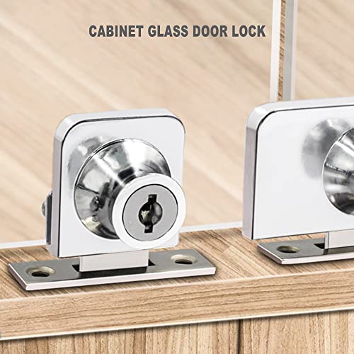 10mm Thickness Cabinet Display Case Glass Door Security Lock with 2 Keys and Fitting Parts Replacment Silver Tone