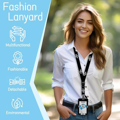 Piefly Lanyards for Id Badges, Teacher Retractable Reel Skull Skeleton Rock - color: Skull-03