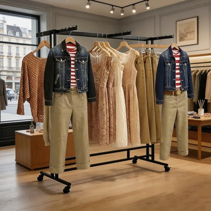 Floor Standing Metal Garment with Wheels (A-58.9in) - size: A-58.9in