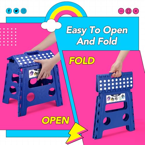 Delxo Folding Step Stool 13 Inch,300 Lbs Step Stool for Adults Blue - color: Blue, size: 13 Inch