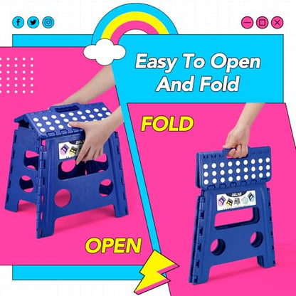 Delxo Folding Step Stool 13 Inch,300 Lbs Step Stool for Adults Blue - color: Blue, size: 13 Inch