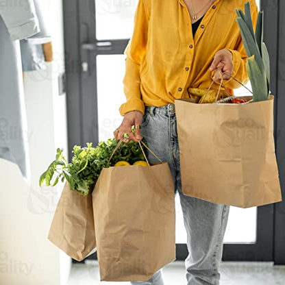 EcoQuality 18 x 7 x 19 Inch Kraft Paper Shopping Bags with Handle, 150 Pack