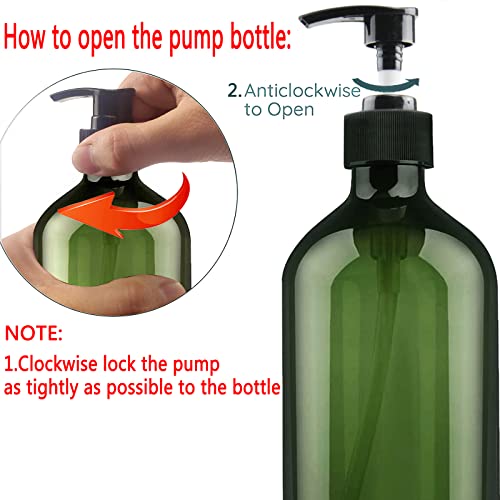 Empty Plastic Bottles with Pump Dispenser, 500ml/16.9oz (Green, 6 Pack) - color: Green, size: 6 Pack
