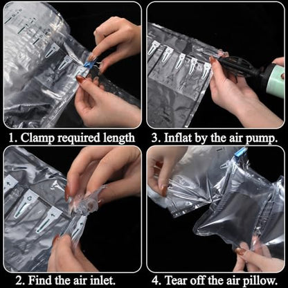 Tebery 400 Count Air Pillows for Shipping, 4.72"x7.87" Inflatable Air Cushioning Bags Roll with Pump, Reusable Packing Filler Materials, Leak-Proof Purse Stuffing Supplies for Shape