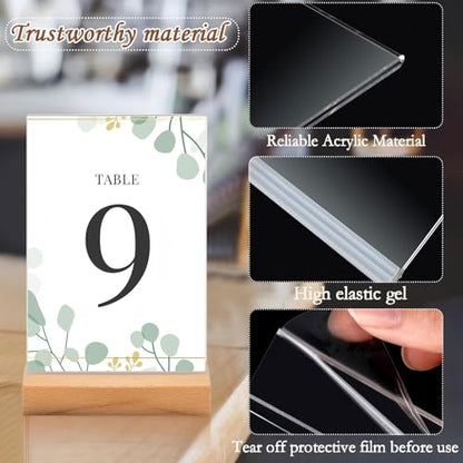 Vinsot 24 Pack 5 x 7 Inches Clear Acrylic Sign Holder with Wood Base - color: Clear, size: 5 x 7 inches