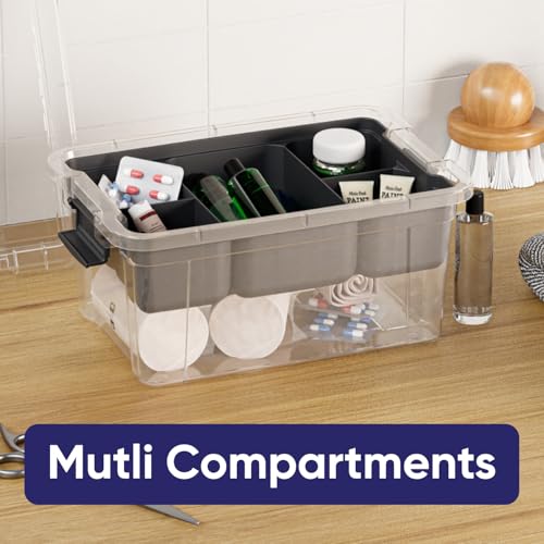Superio Small Storage Container Organizing Bin with Removable Tray Plastic Tools, Sewing, Crafts Box, 3.5 Qt. - size: Mini 3.4 Qt. Deep