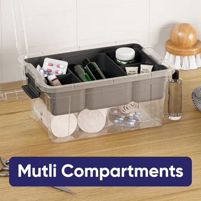 Superio Small Storage Container Organizing Bin with Removable Tray Plastic Tools, Sewing, Crafts Box, 3.5 Qt. - size: Mini 3.4 Qt. Deep