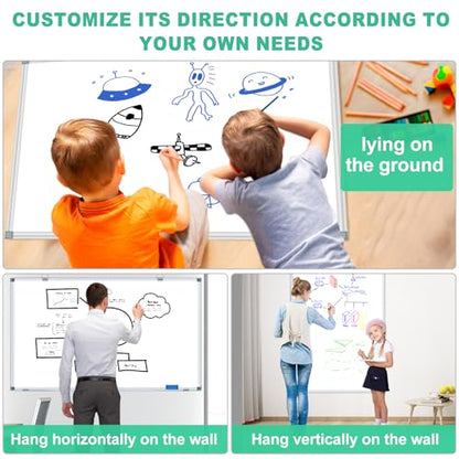H-Qprobd White Board Dry Erase Boards for Wall 5' x 3' Magnetic Whiteboard - 60"x36" Aluminum Presentation Large Whiteboard with Long Pen Tray, 6 Markers, 2 Erasers &12 Magnets - size: 60"x36"