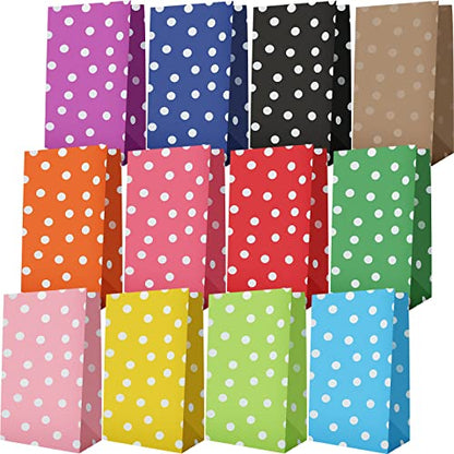 Zhehao 120 Pcs Party Favor Bags, 12 Colors Polka Dot Paper Bags for Kids
