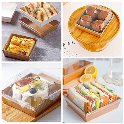 Ocmoiy Charcuterie Boxes with Clear Lids, 5 Inches, 50 Pack, Brown - color: Brown