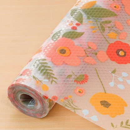 Cooyes Shelf Liner Non-Adhesive EVA Cabinet & Drawer Liner 15" x 120" - color: Green Poppy, size: 15"W x 120"L