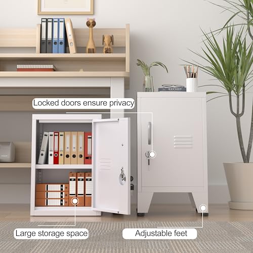 pozdeg 24.5" White Lockable Steel Small Employee Storage Locker - color: White, size: 11.8"D x 13.8"W x 24.5"H