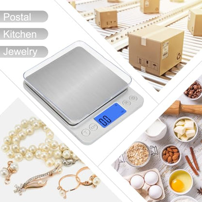 Upgraded Digital Kitchen Food Scale Large Size, Stainless Steel Postal Shipping Scale for Business Packages, 11lb 0.1g Accuracy for Baking Cooking Coffee Soap Making Sourdough Bread Making