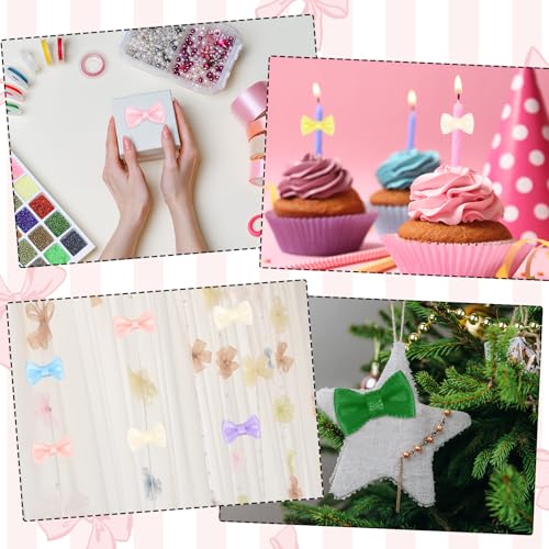 MECCANIXITY 100 Pcs Mini Ribbon Bow 0.8" Mini Fabric Satin Ribbon Flower Bows for Craft DIY Sewing Wedding Birthday Party, Multicolor - color: Multicolor