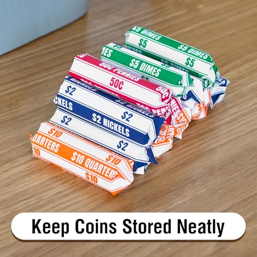 THEBLUETOUCH 600 pcs Assorted White Kraft Flat Coin Wrappers - size: 600 Assorted