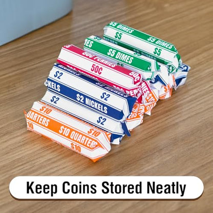 THEBLUETOUCH 600 pcs Assorted White Kraft Flat Coin Wrappers - size: 600 Assorted