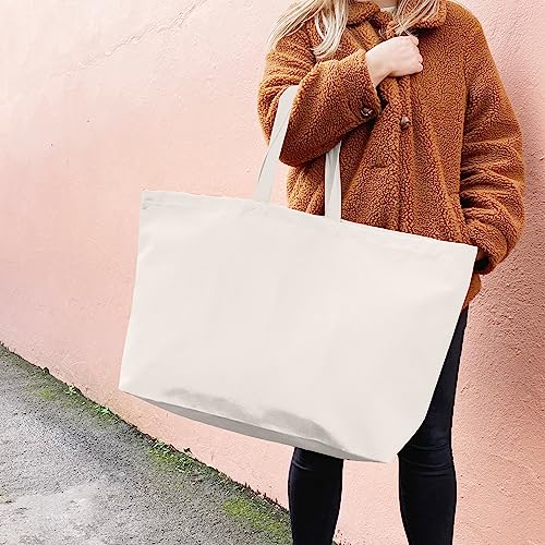 Large Canvas Tote Bag Reusable Extra Big Grocery Bags - color: Natural