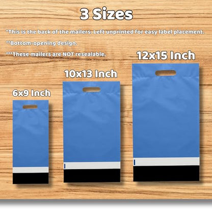 Donyson Blue Poly Mailers with Handle, 10x13, 100 Pack, Packaging Bags - color: Blue, size: 10x13 (100 Pack)