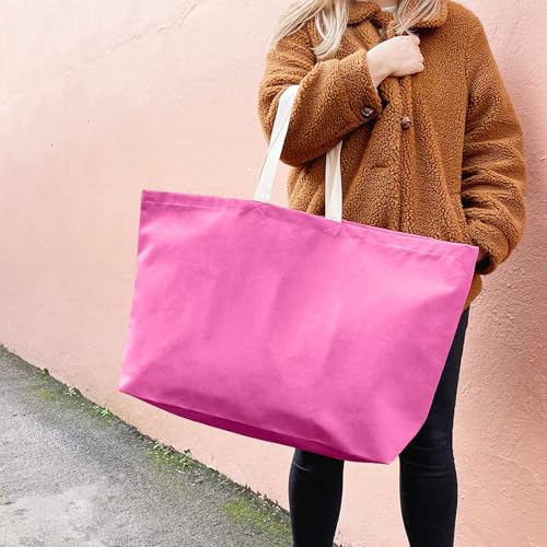 Large Canvas Tote Bag Reusable Extra Big Grocery Bags - color: Pink