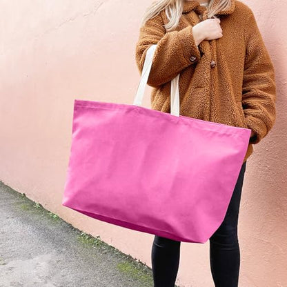 Large Canvas Tote Bag Reusable Extra Big Grocery Bags - color: Pink