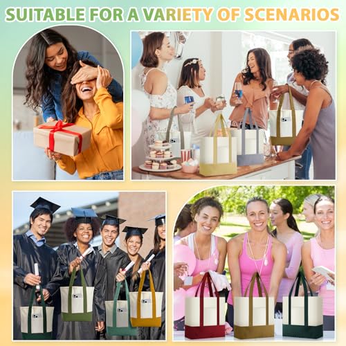 Sanwuta 12 Pcs Mini Canvas Tote Bags Bulk with Pocket Small Sublimation Blank Canvas Tote Reusable Grocery Bag for Women, DIY Craft (Neutral) - color: Neutral