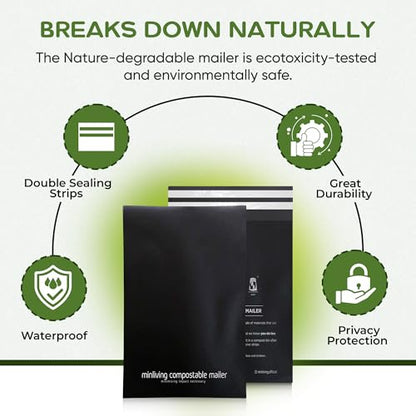 Biodegradable Poly Mailers 10x13, Compostable Shipping Bags 50pk - size: M, 50 Pack