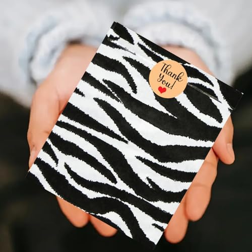 Novel Box 100 Pack Zebra Print Flat Merchandise Bags 6x9 in - color: Zebra Print, size: 6" x 9" Inches