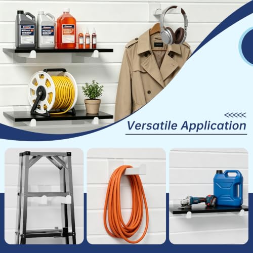 16 Pack Heavy Duty Tube Slatwall Shelf Brackets, Metal Tubular Slat Wall Brackets with Lip, Slatwall Accessories for Garage, Retail, and Home Storage - size: 12 Inch, style: White