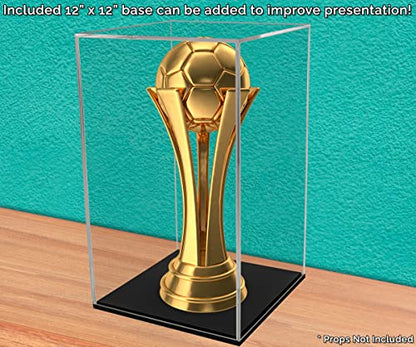12" x 12" x 18" Clear Acrylic Display Box with Black Base Versatile Tall Retail Product Riser or Event Floral Centerpiece Pedestal by Marketing Holders