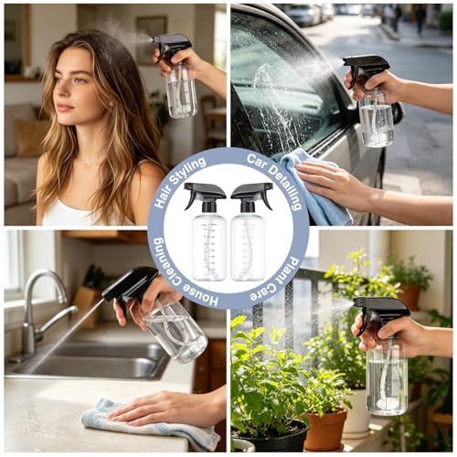 Spray Bottles 2 Pack 10oz 360° Any-Angle Spraying for Cleaning - color: Black, size: 10oz